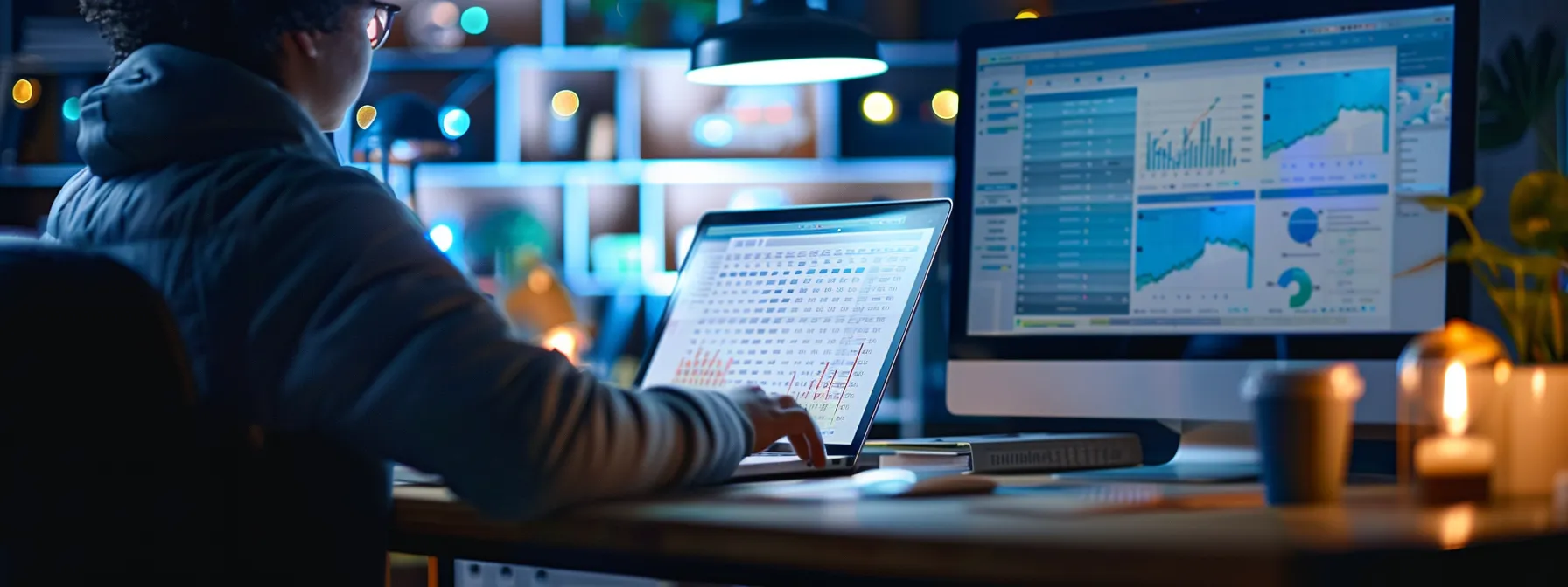 A digital marketing assistant is looking at data from email marketing programs for publishers on a laptop